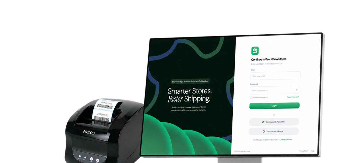 Parcelflow Stores running on a monitor
